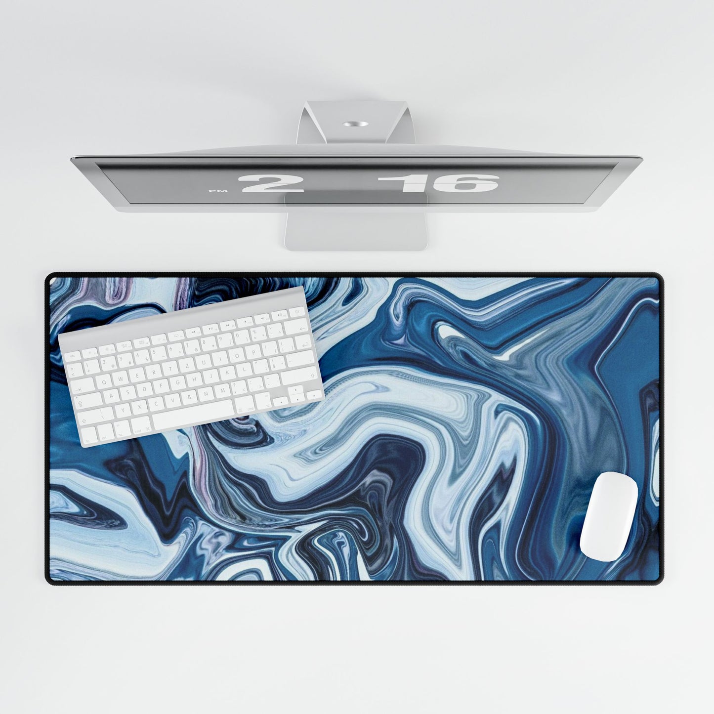 Blue Elegant Abstract Desk Mat